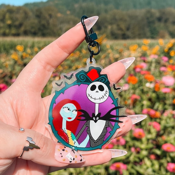 Jack and Sally Keychain | Halloween keychain | Nightmare bag charm | Nightmare before christmas keychain (1 keychain)
