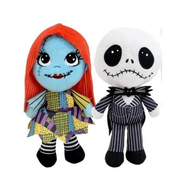 Jack and Sally Skellington 7.5 Inch Tall Plush Toy Figure Set of 2
