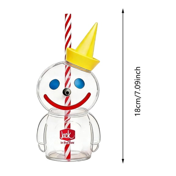Jack in the Box 2026 Limited Edition Jack Mascot Glass Tumbler with Straw, Novelty Collectible Drink Cup for Home Party Daily Beverage Use