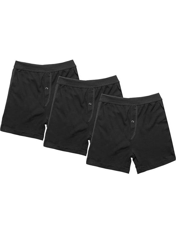 Regular Breathable Cotton Underpants, Casual, Black 3-Pack