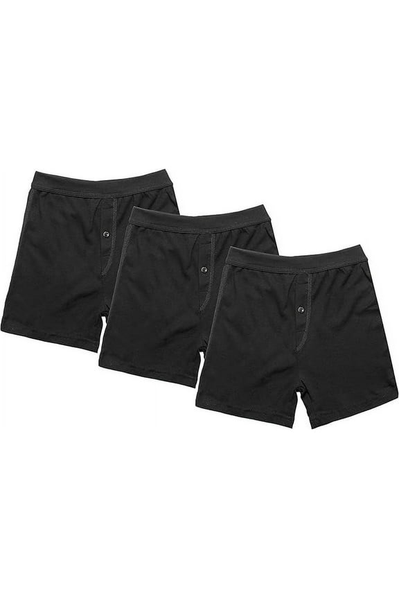 Regular Breathable Cotton Underpants, Casual, Black 3-Pack