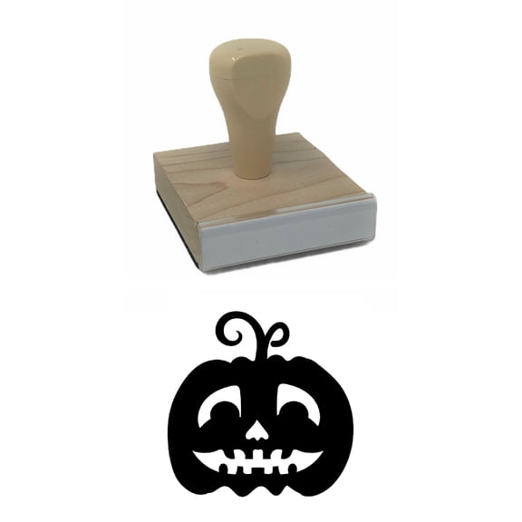Jack-o-Lantern 5 Rubber Stamp, 2 X 2" Wood Stamp