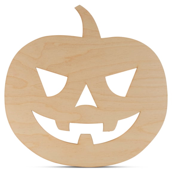 Jack o Lantern Cutout 6 inch, 1/8 inch Thick, Pack of 1 Wooden Pumpkin Ornaments for Halloween Crafts and Pumpkin Décor, by Woodpeckers