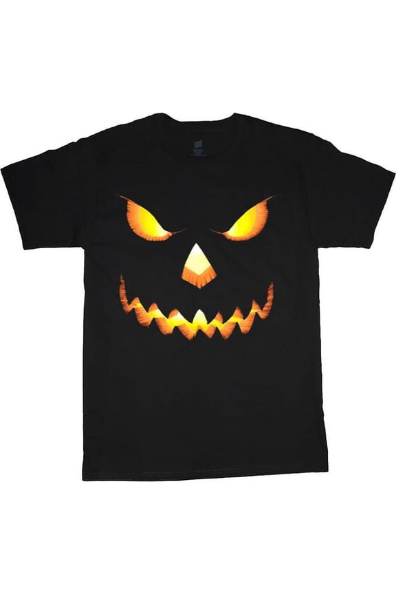 Jack-o-Lantern Face Halloween Decal T-shirt Men's Tee Black