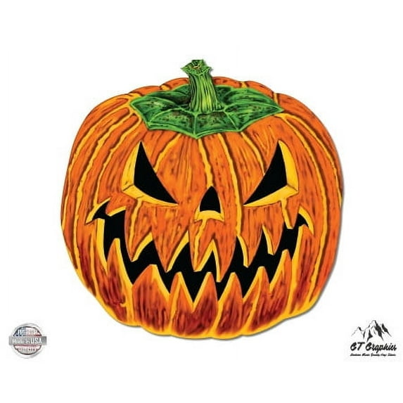 Jack o Lantern Halloween Angry Pumpkin - 12" Vinyl Sticker Waterproof Decal
