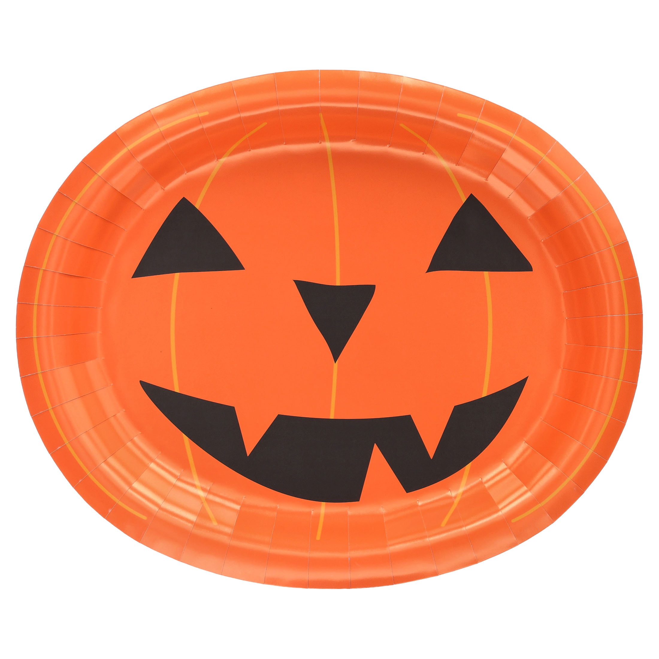 Jack-o'-Lantern Oval Disposable Paper Plates, Multicolor, 12