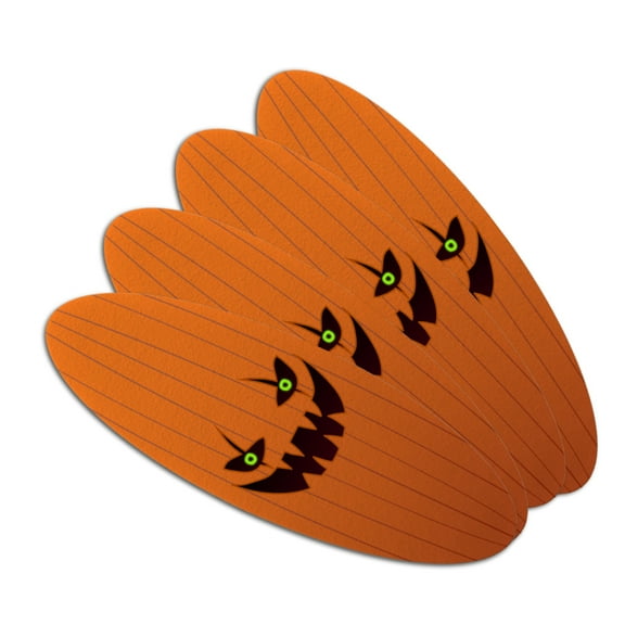 Jack-o'-lantern Pumpkin Face Halloween Decoration Double-Sided Oval Nail File Emery Board Set 4 Pack