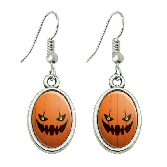 Jack-o'-lantern Pumpkin Face Halloween Decoration Novelty Dangling Drop Oval Charm Earrings
