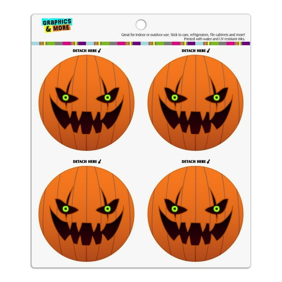 Jack-o'-lantern Pumpkin Face Halloween Decoration Refrigerator Fridge Locker Vinyl Circle Magnet Set