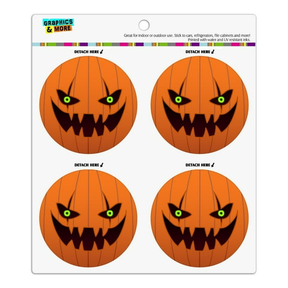 Jack-o'-lantern Pumpkin Face Halloween Decoration Refrigerator Fridge Locker Vinyl Circle Magnet Set