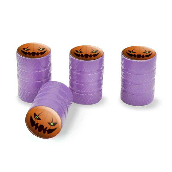 Jack-o'-lantern Pumpkin Face Halloween Decoration Tire Rim Wheel Aluminum Valve Stem Caps - Purple