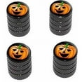 thumbnail image 1 of Jack-o-lantern Pumpkin Halloween Tire Rim Wheel Aluminum Valve Stem Caps, Multiple Colors, 1 of 1