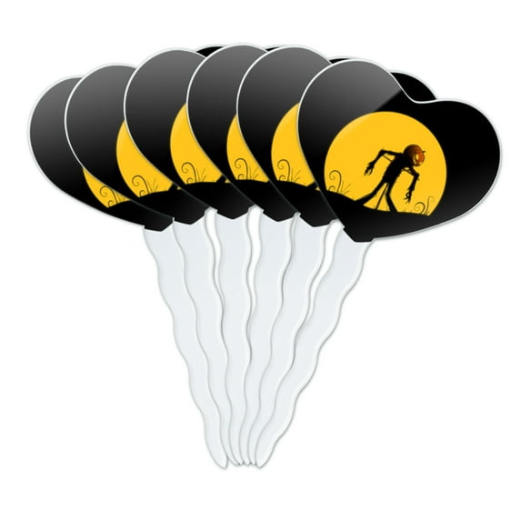 Jack-o'-lantern Scarecrow Halloween Heart Love Cupcake Picks Toppers Decoration Set of 6