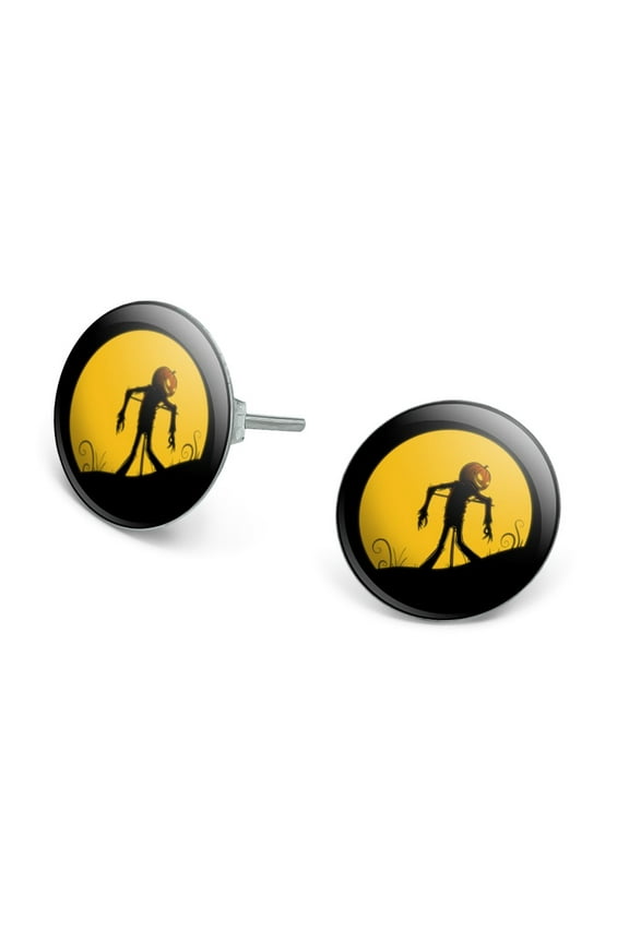 Jack-o'-lantern Scarecrow Halloween Novelty Silver Plated Stud Earrings