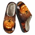 thumbnail image 1 of Jack-o'-lantern Women Men Memory Foam Fuzzy Slippers Warm Indoor Outdoor House Shoes, 1 of 9