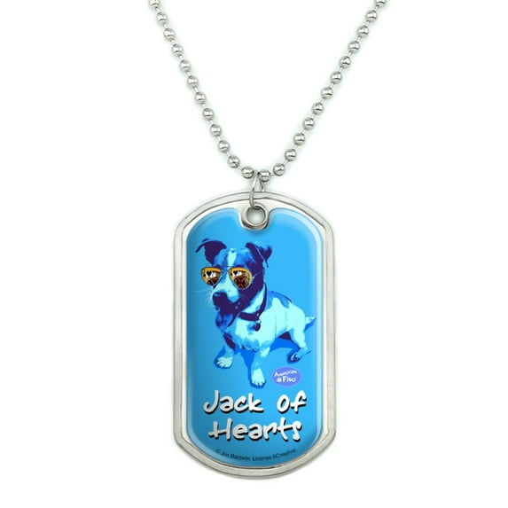 Jack of Hearts Russell Terrier Sunglasses Vintage Retro Military Dog Tag Pendant Necklace with Chain