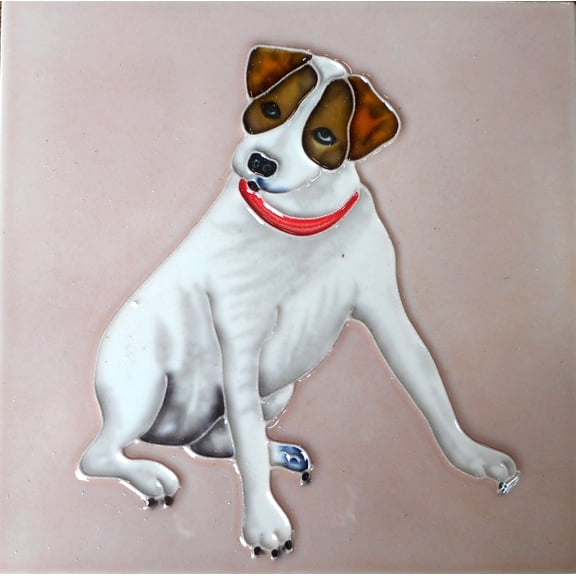 Jack russell ceramic art tile 6x6 inches with easel back