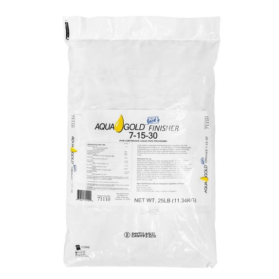 Jack's Aquagold Finisher 7-15-30 Hydroponic Fertilizer Powder for Liquid Feed Systems, 25 Pound Bag