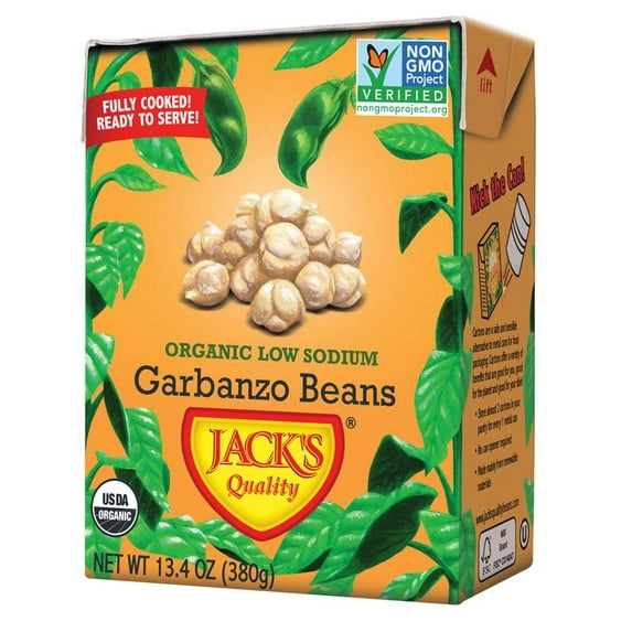 Jack's Beans Organic Low Sodium Garbanzo Beans 13.4 oz, 8 pack