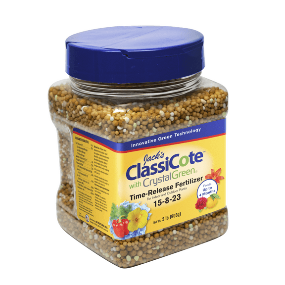 Jack's Classic 15-8-23 ClassiCote with Crystal Green Time-Release Fertilizer for Indoor and Outdoor Plants, 2lbs
