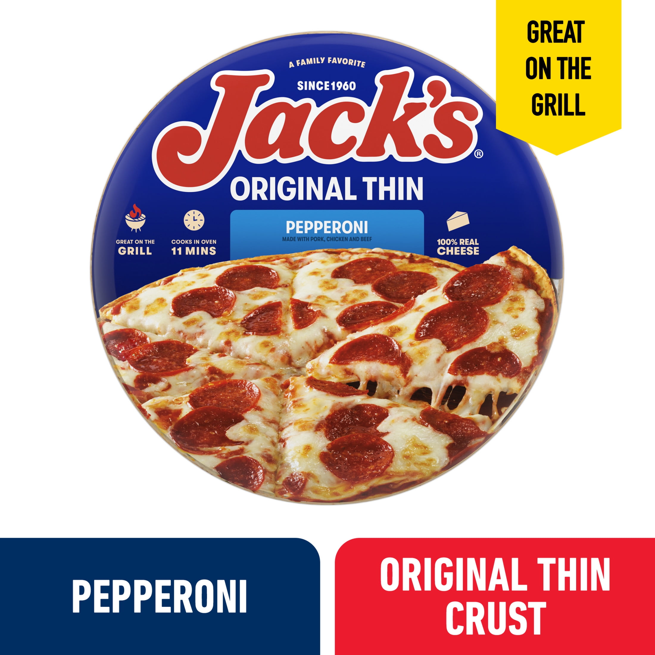 Jack's Pepperoni, Original Thin Crust Pizza, 14.3 oz (Frozen)