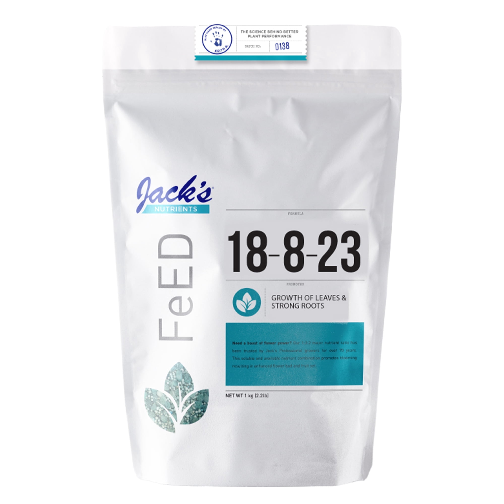 Jack’s Nutrients 18-8-23 Outdoor Water-Soluble Fertilizer, 2.2lbs - Powdered Plant Food with Micronutrients for the Growth of Leaves and Strong Roots in Continuous Liquid Feed Programs