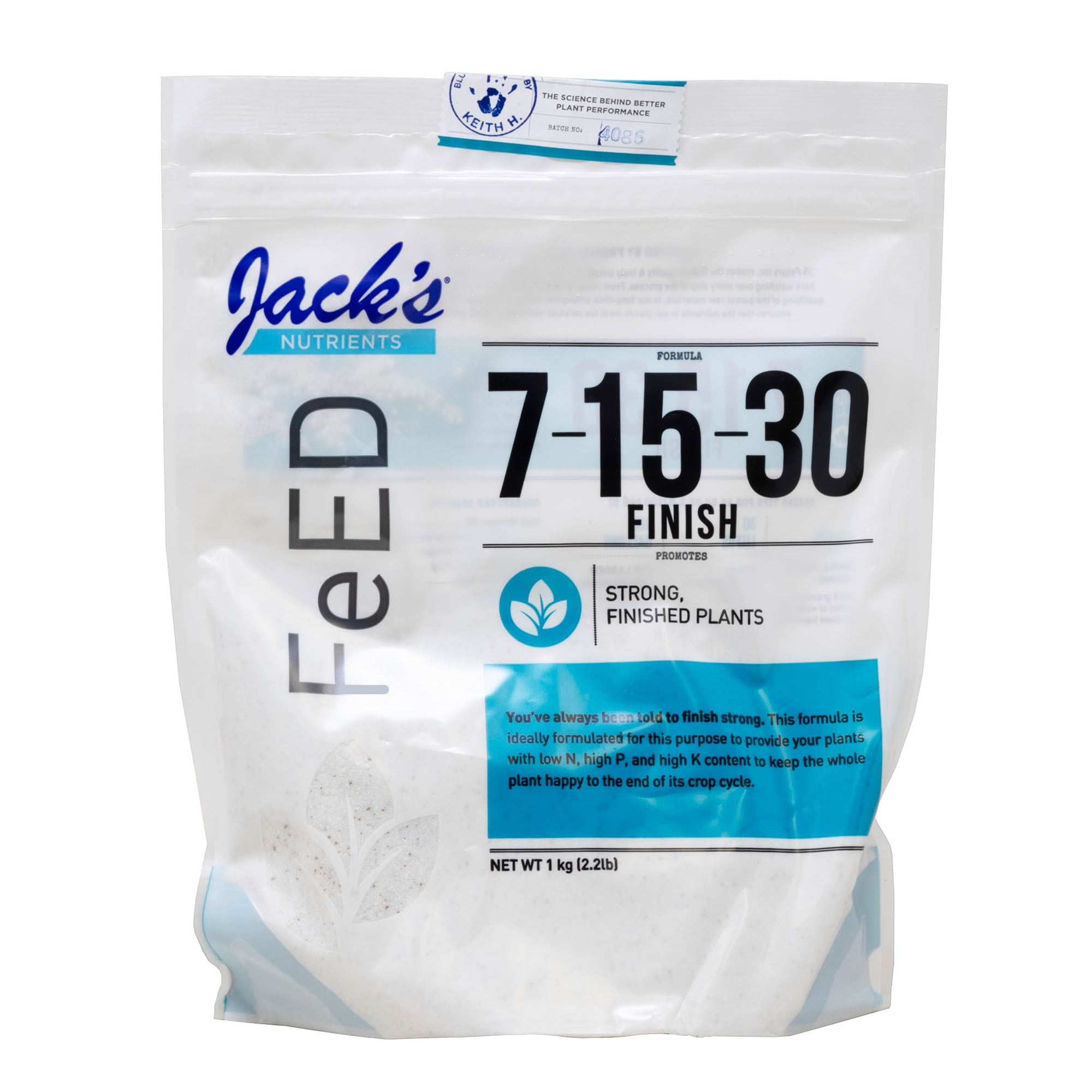 Jack's Nutrients 7-15-30 Finish Water-Soluble Fertilizer for Strong Finished Plants Grown in Continuous Liquid Feed Programs, 2.2lbs