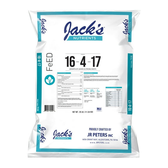 Jack's Professional 16-4-17 Hydroponics Water Soluble Plant Food Fertilizer Feed, 25 Pounds