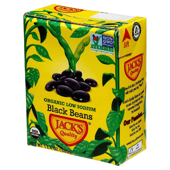 Jack's Quality Organic Low Sodium Black Beans, 13.4 oz [Pack of 8]