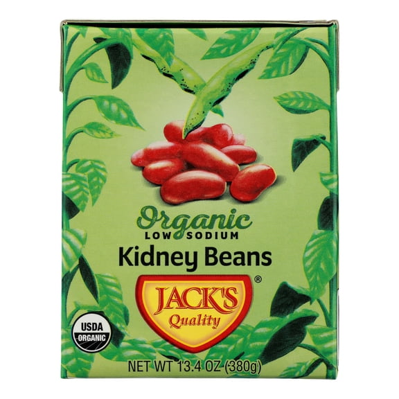 Jack's Quality Organic Red Kidney Beans - Low Sodium - Case of 8 - 13.4 oz