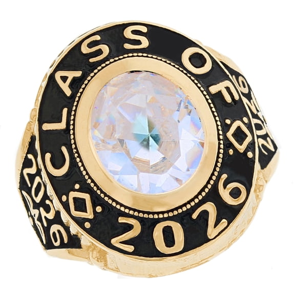 JackAni 10k Gold April CZ Simulated Birthstone 2026 Graduation Mens Class Ring - Size 8.25