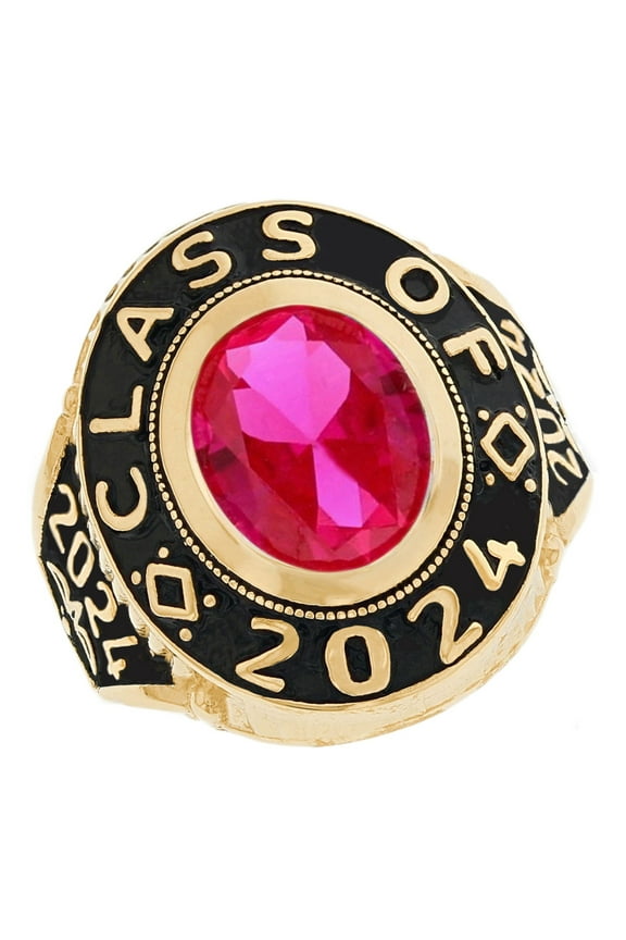 10k Gold July CZ Simulated Birthstone 2024 Graduation Mens Class Ring - Size 7.00