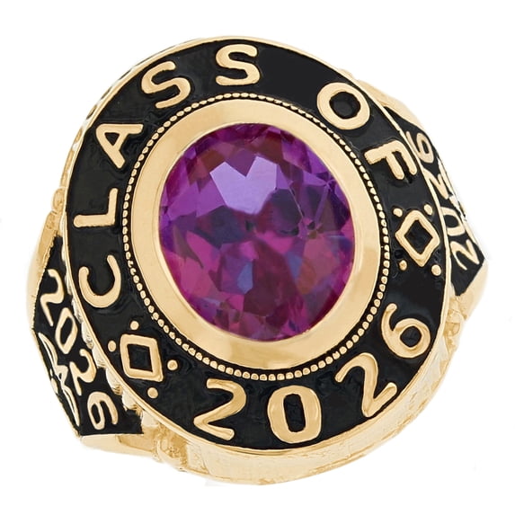JackAni 10k Gold June CZ Simulated Birthstone 2026 Graduation Mens Class Ring - Size 8.25