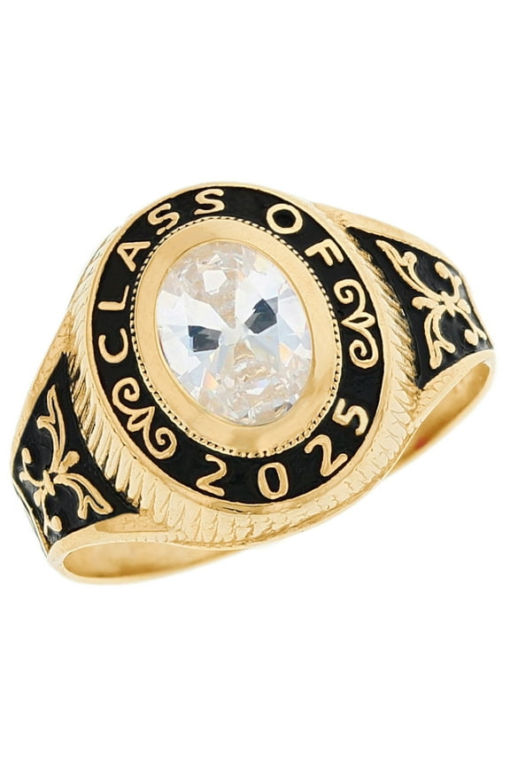 10k Gold Simulated April Birthstone CZ 2025 Class Graduation Ring - Size 8.00