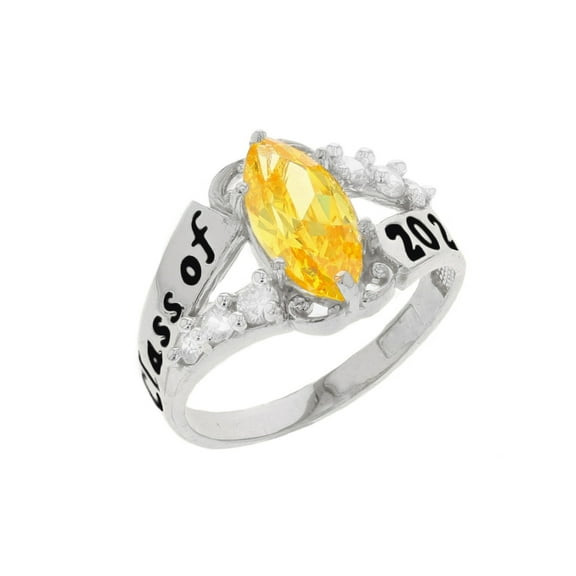 JackAni 10k Gold Simulated Citrine November Birthstone 2025 Class Graduation Ring - Size 5.00