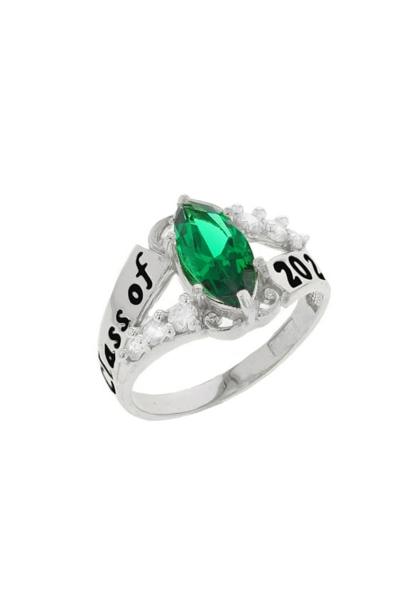 10k Gold Simulated Emerald May Birthstone 2026 Class Graduation Ring - Size 10.00