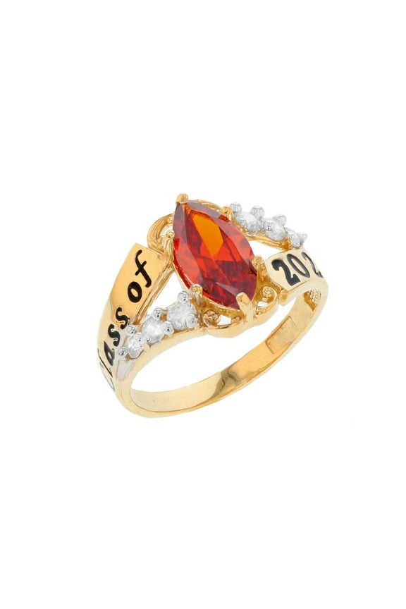 10k Gold Simulated Garnet January Birthstone 2025 Class Graduation Ring - Size 10.00