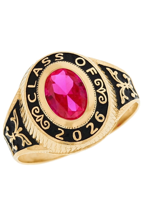 10k Gold Simulated July Birthstone CZ 2026 Class Graduation Ring - Size 10.00
