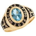 thumbnail image 1 of JackAni 10k Gold Simulated March Birthstone CZ 2026 Class Graduation Ring - Size 6.75, 1 of 5