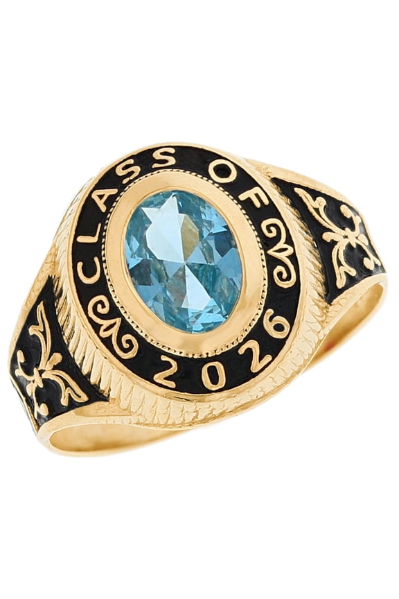 10k Gold Simulated March Birthstone CZ 2026 Class Graduation Ring - Size 8.50