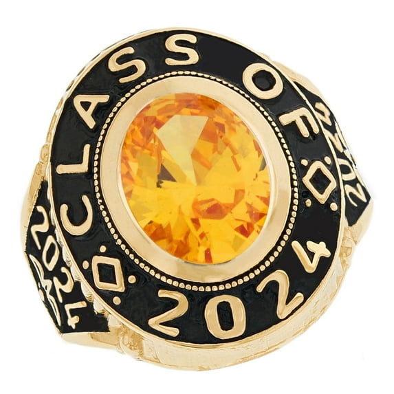 JackAni 10k Gold Simulated November Birthstone 2024 Graduation Mens Class Ring - Size 10.50