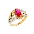 thumbnail image 1 of JackAni 10k Gold Simulated Ruby July Birthstone 2026 Class Graduation Ring - Size 5.75, 1 of 5