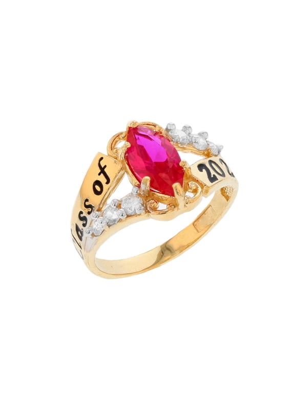 10k Gold Simulated Ruby July Birthstone 2026 Class Graduation Ring - Size 6.00