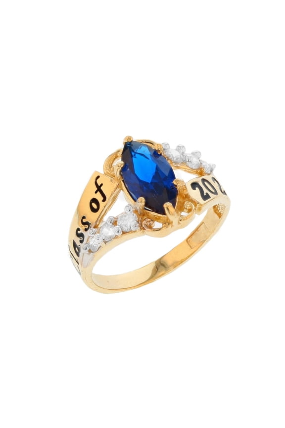 10k Gold Simulated Sapphire September Birthstone 2026 Class Graduation Ring - Size 10.00