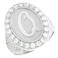 thumbnail image 1 of JackAni 10k White Gold Mens Oval Halo White CZ Initial Letter Q Ring, 1 of 5