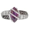 thumbnail image 1 of JackAni 10k White Gold Simuated Amethyst February Birthstone 2026 Class Graduation Ring - Size 5.25, 1 of 5
