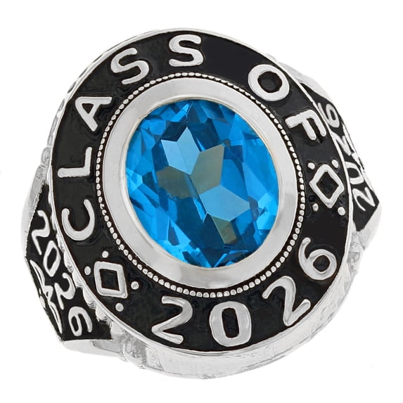 JackAni 10k White Gold Simulated December Birthstone 2026 Graduation Mens Class Ring - Size 8.00