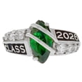 thumbnail image 1 of JackAni 10k White Gold Simulated Emerald May Birthstone 2026 Class Graduation Ring - Size 9.50, 1 of 5