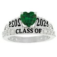 thumbnail image 1 of JackAni 10k White Gold Simulated Emerald May Birthstone Gorgeous 2025 Graduation Ring - Size 8.25, 1 of 5