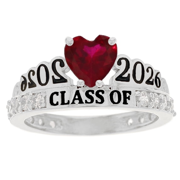 JackAni 10k White Gold Simulated Garnet January Birthstone Gorgeous 2026 Graduation Ring - Size 8.00